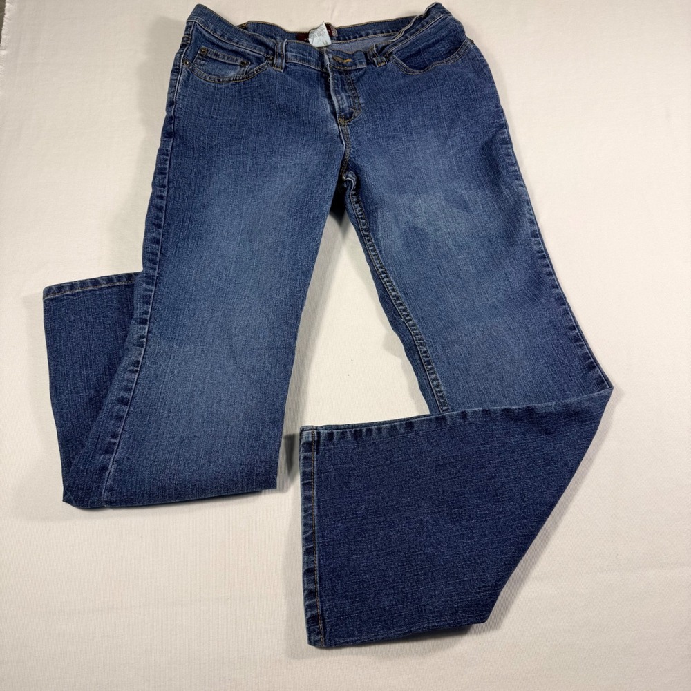 Jordache Low Rise Stretch Jeans 13/14 Petite Blue Medium Wash Bootcut Y2K Denim - Picture 1 of 15
